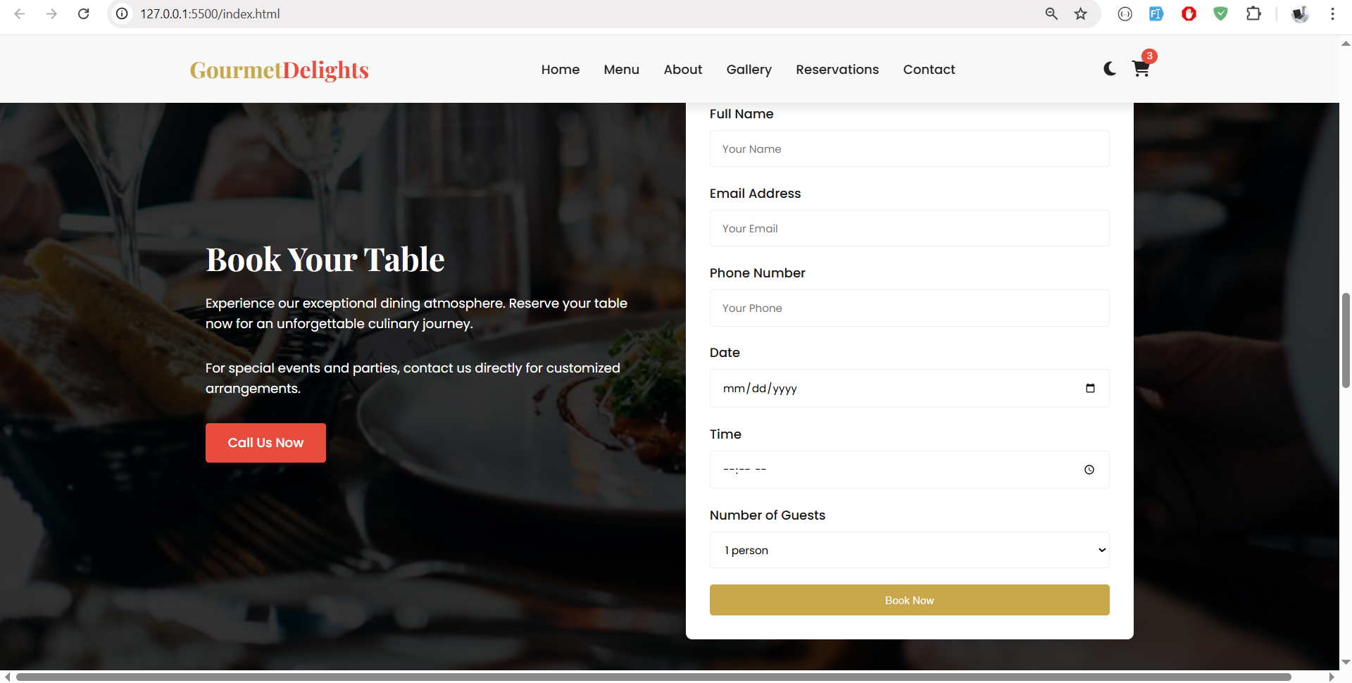 Restaurant Website